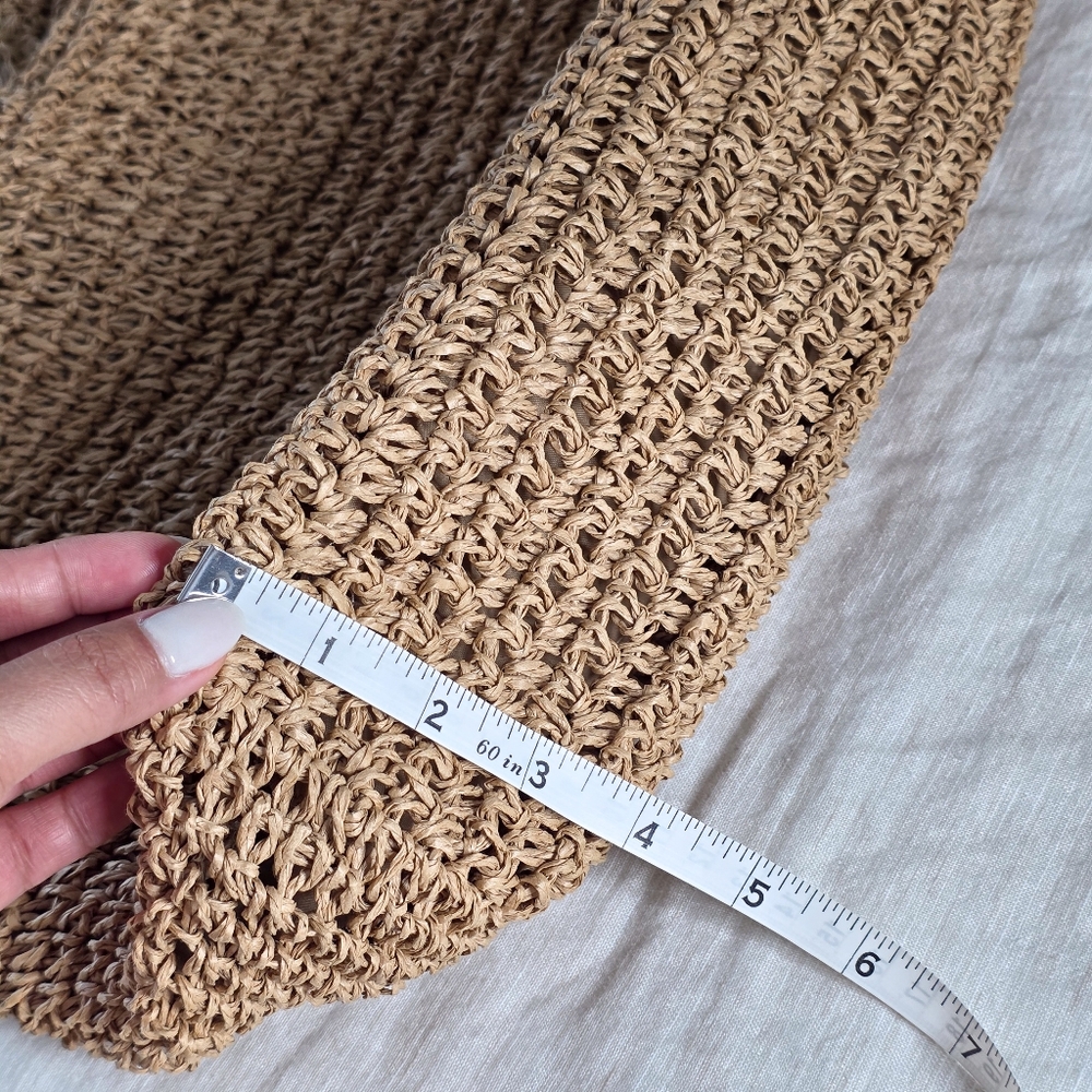 Woven Straw Tote Bag in Natural Beige - Casual Shoulder Tote - Picture 12 of 13